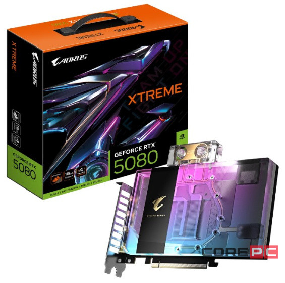Видеокарта Gigabyte (GV-N5080AORUSX WB-16GD) GeForce RTX 5080 16GB XTREME WATERFORCE WB