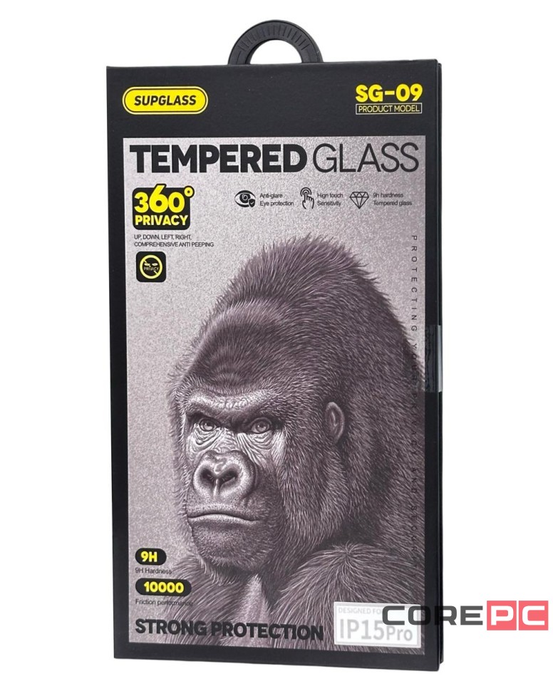 Защитное стекло для i-Phone 15 Pro Supglass SG-09 Антишпион чёрное