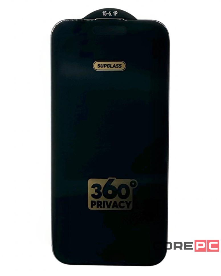 Защитное стекло для i-Phone 15 Pro Supglass SG-09 Антишпион чёрное