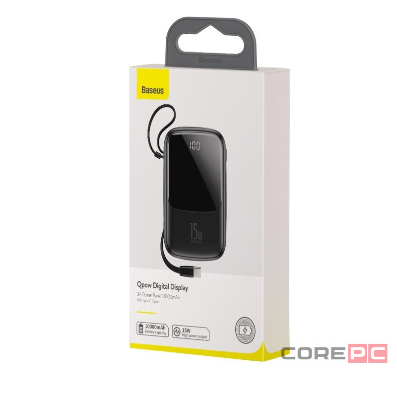 Powerbank Baseus Qpow Pro Digital Display 10000mAh 20W 1USB/1C/кабель Lightning (PPQD020001) черный