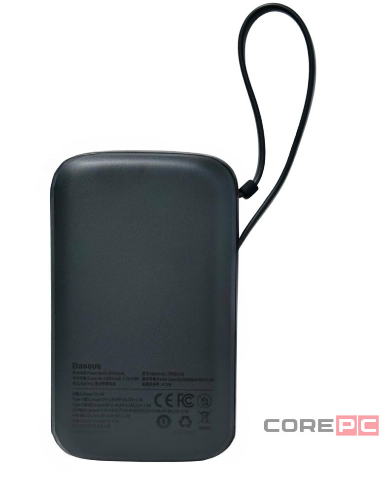 Powerbank Baseus Qpow Pro Digital Display 10000mAh 20W 1USB/1C/кабель Lightning (PPQD020001) черный