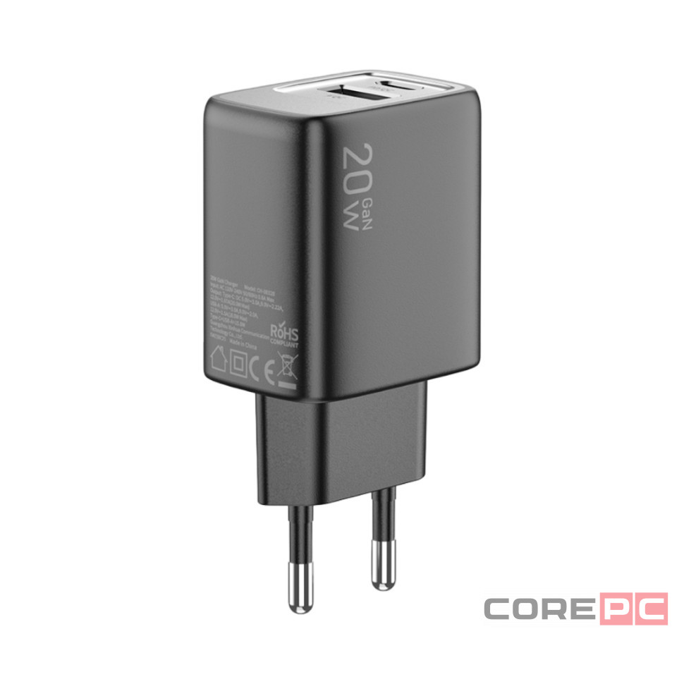Сетевое зар. устр. Keephone Booster 1USB+1C Gan 20W черное