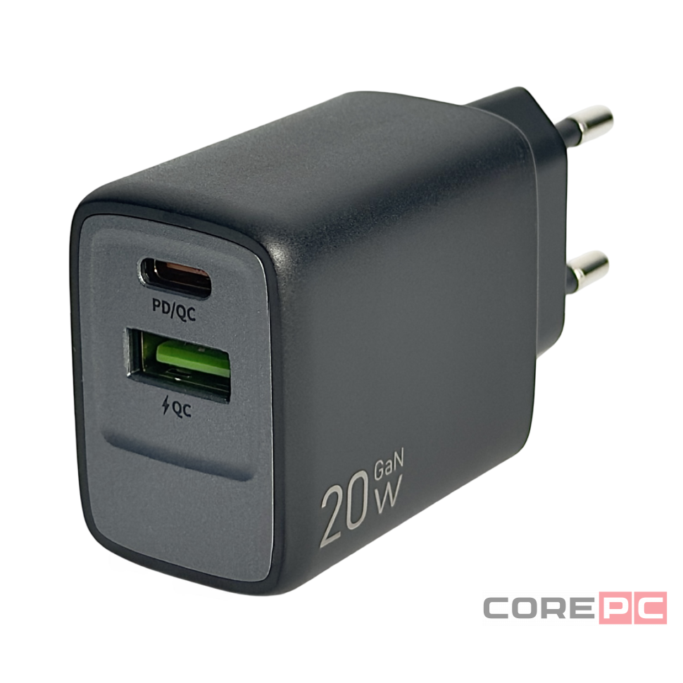 Сетевое зар. устр. Keephone Booster 1USB+1C Gan 20W черное