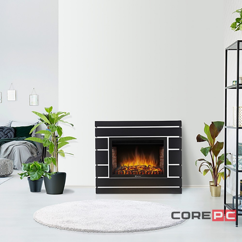 Каминокомплект: Очаг Electrolux EFP/P-3020LS N, портал Moderno 30 шпон чёрный дуб