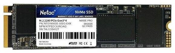 Твердотельный накопитель NETAC 500 Gb NT01N950E-500G-E4X