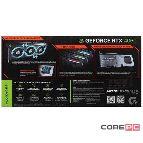 Видеокарта Gigabyte (GV-N4060GAMING OC-8GD) GeForce RTX 4060 8GB GAMING OC