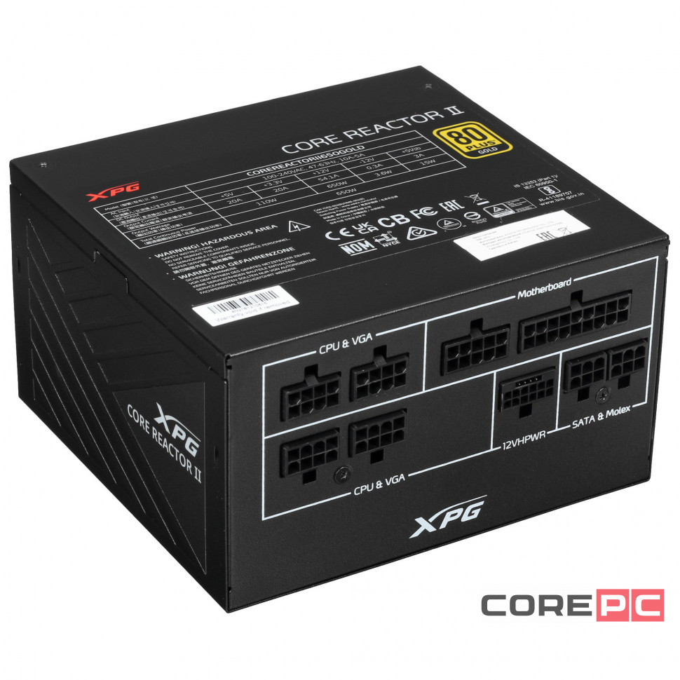 Блок питания ADATA XPG 650W CORE REACTOR II (COREREACTORII650G-BKCEU) 16 Pin (PCIe 5.0 Connector Cable Details)