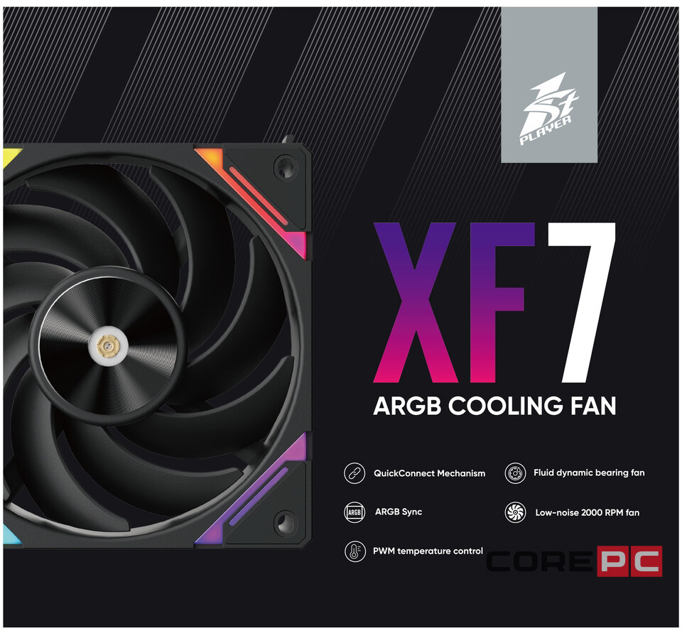 Комплект вентиляторов для корпуса 1STPLAYER XF7 ARGB Black (XF7-BK-3IN1)