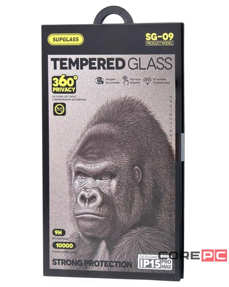 Защитное стекло для i-Phone 15 Pro Max Supglass SG-09 Антишпион чёрное