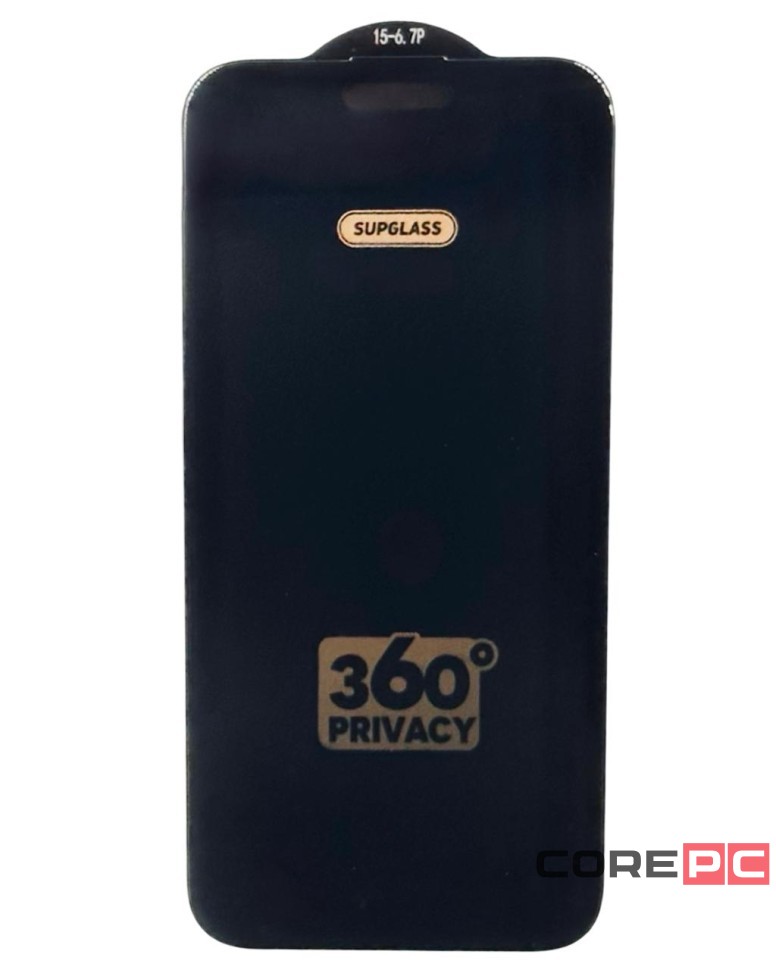 Защитное стекло для i-Phone 15 Pro Max Supglass SG-09 Антишпион чёрное