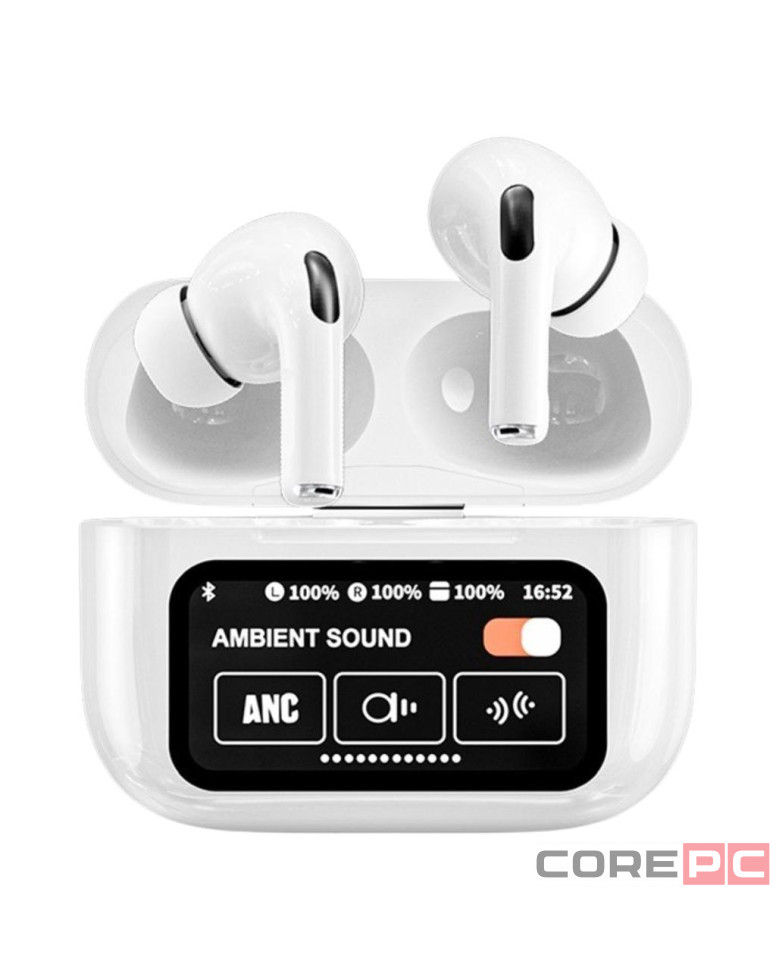 Беспроводные наушники TWS с дисплеем Earphone Y16 BT5.3/4ч/ANC/ENC белые