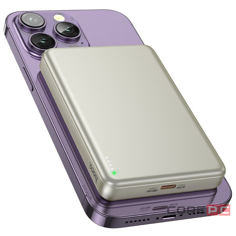 Powerbank с беспроводной зарядкой MagSafe Hoco Q26A 10000mAh 2USB-C 20W золотой