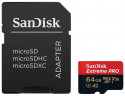 micro SDXC карта памяти SanDisk 64GB Class10 Extreme Pro A2 V30 UHS-I U3 (200 Mb/s) + SD адаптер