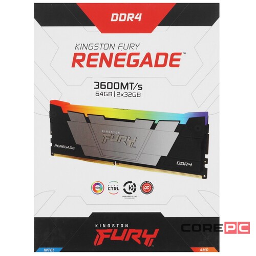 Оперативная память 64 Gb 3600 MHz Kingston FURY Renegade RGB XMP Black (KF436C18RB2AK2/64)