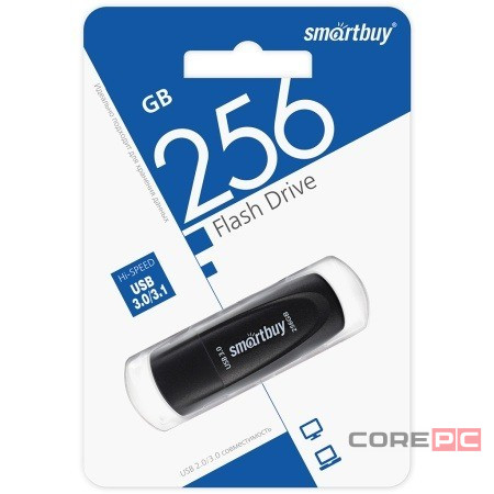 3.0/3.1 USB флеш накопитель Smartbuy 256 GB Scout черный (SB256GB3SCK)
