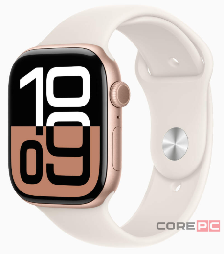 Apple Watch Series 10 42mm Rose Gold Aluminum Case with Starlight Sport Band (M/L)