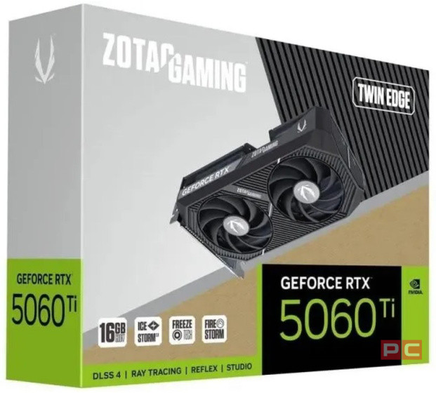 Видеокарта ZOTAC (ZT-B50620E-10M) GeForce RTX 5060 Ti 16GB Twin Edge