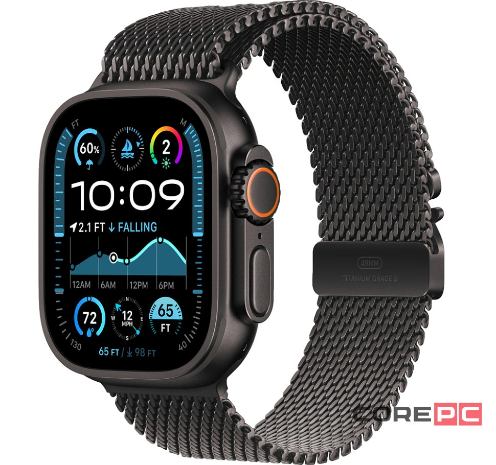Apple Watch Ultra 2 (2024) 49mm Black Titanium Case with Black Titanium Milanese Loop (S)