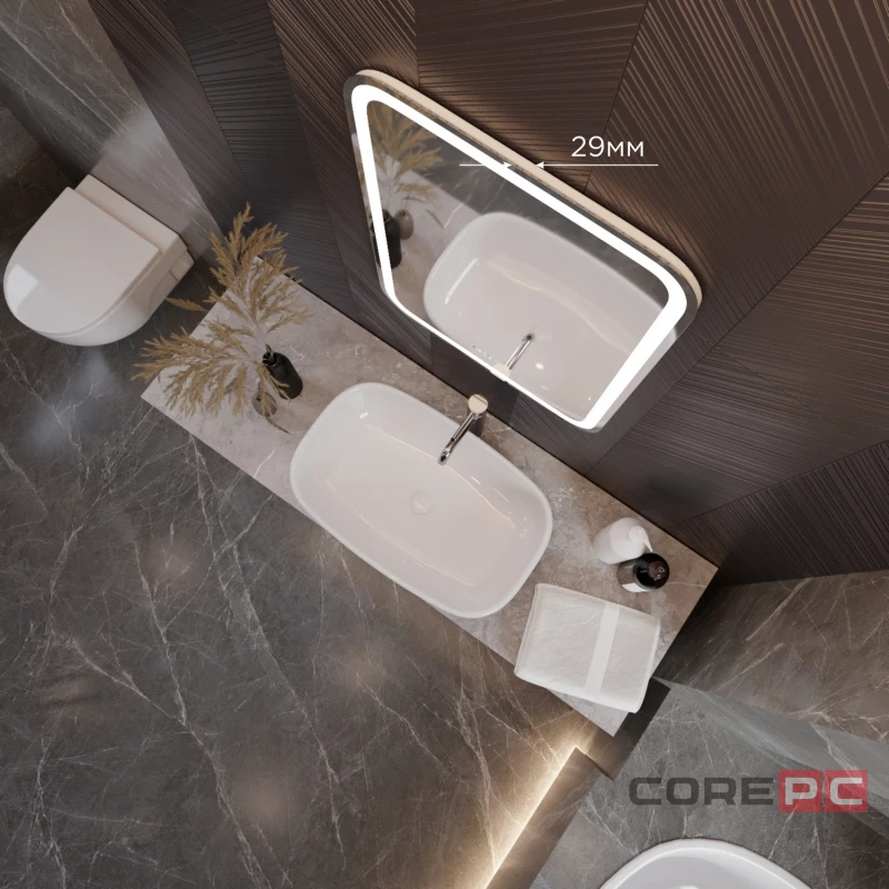 Зеркало MIXLINE Мальта-3 550х800 (ШВ) сенсорный выключатель, часы внешней настройки + подогрев