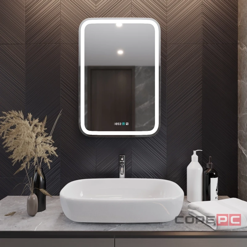 Зеркало MIXLINE Мальта-3 550х800 (ШВ) сенсорный выключатель, часы внешней настройки + подогрев
