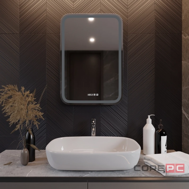 Зеркало MIXLINE Мальта-3 550х800 (ШВ) сенсорный выключатель, часы внешней настройки + подогрев