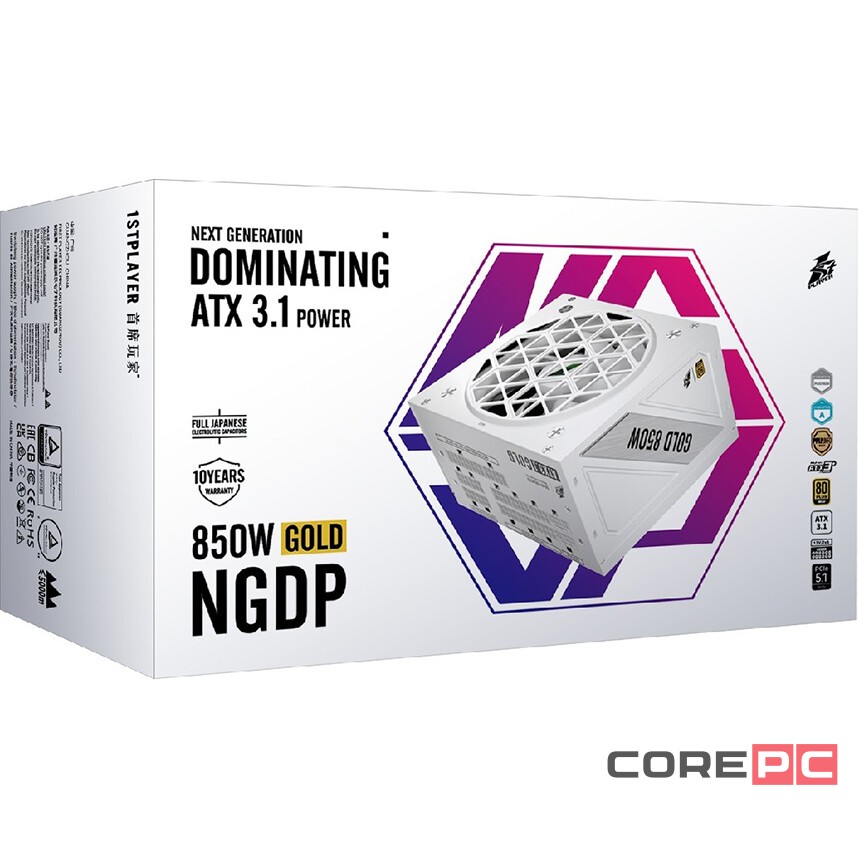 Блок питания 1STPLAYER 850W NGDP GOLD White (HA-850BA4-WH) 16 Pin (PCIe 5.0 Connector Cable Details)