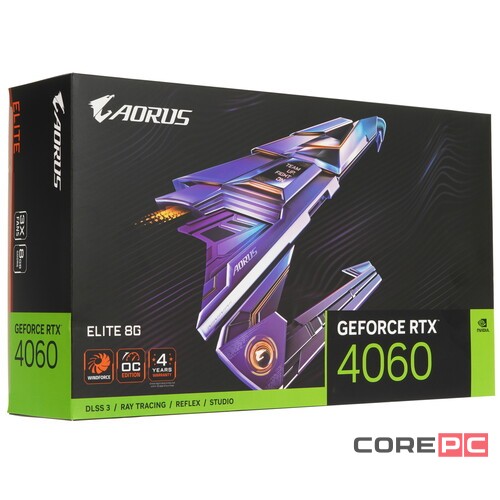 Видеокарта Gigabyte (GV-N4060AORUS E-8GD) GeForce RTX 4060 8GB AORUS ELITE