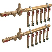 Узел коллекторный Giacomini для водоснабжения этажный 1 1/4quot; х 3/4quot;/6 зон, GE550Y256