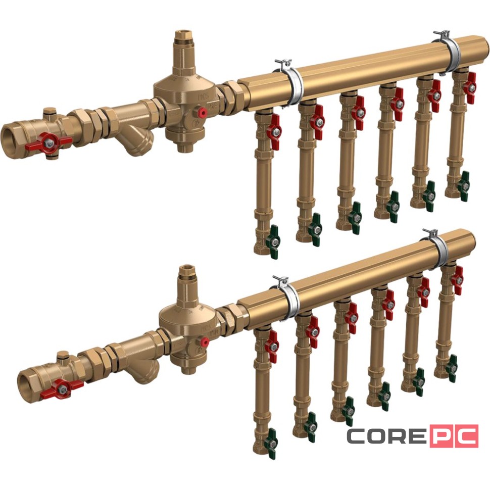 Узел коллекторный Giacomini для водоснабжения этажный 1 1/4quot; х 3/4quot;/6 зон, GE550Y256