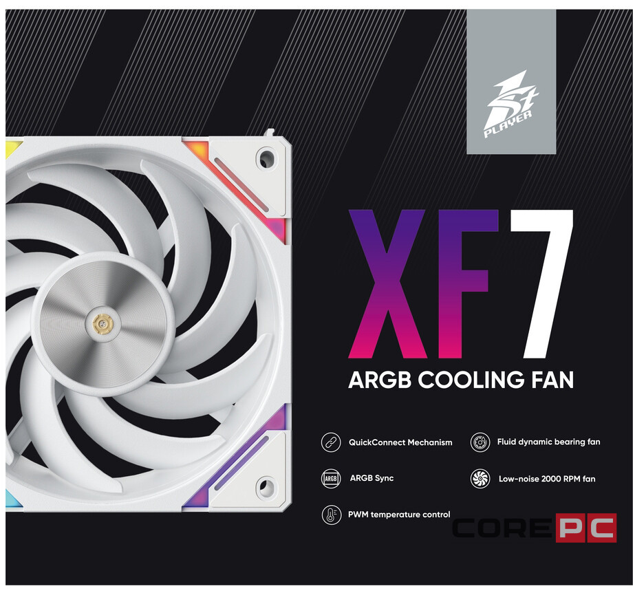 Комплект вентиляторов для корпуса 1STPLAYER XF7 ARGB White (XF7-WH-3IN1)