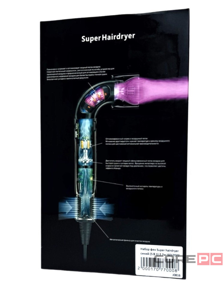 Фен для волос Hair Dryer X11 Pro EU (4 насадок) синий