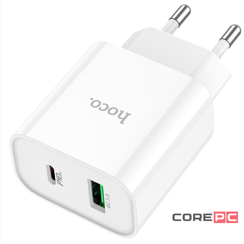 Сетевое зар. устр. Hoco C80A Plus 1USB/1С PD/QC3.0 3A 20W белое