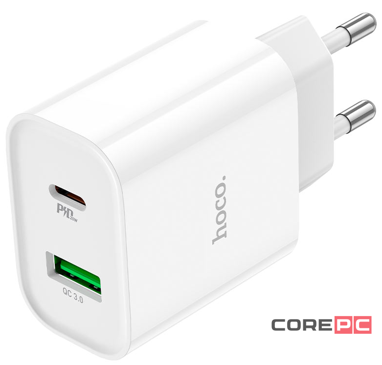 Сетевое зар. устр. Hoco C80A Plus 1USB/1С PD/QC3.0 3A 20W белое