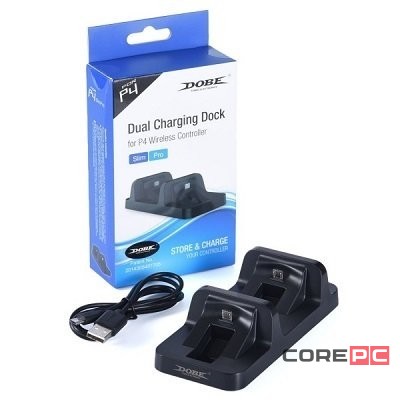 Док-станция для 2 Bluetooth-контроллеров PS4 Slim@Pro (HB-P4002B) черная