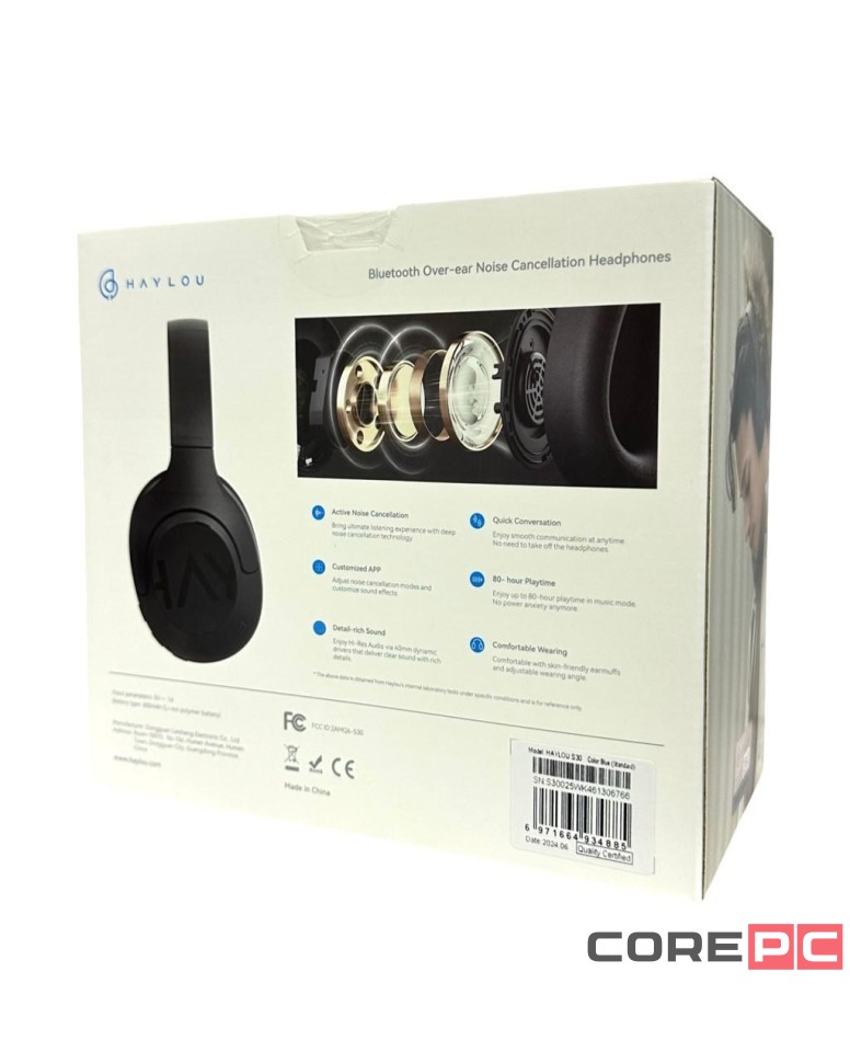 Стереонаушники Bluetooth полноразмерные Haylou S30 ANC синие