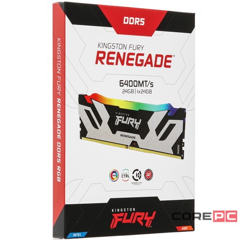 Оперативная память 24 Gb 6400 MHz Kingston FURY Renegade RGB XMP Silver/Black (KF564C32RSA-24)