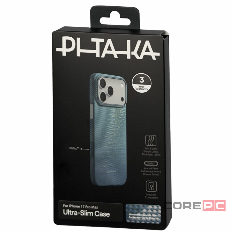 Накладка для i-Phone 17 Pro Max Pitaka Glints of Gold (lucid Blue) Protective Case голубой