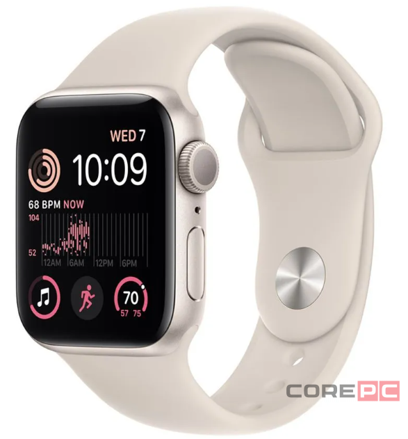 Apple Watch SE Gen 2 40mm Starlight Aluminum Case with Starlight Sport Band (S/M)