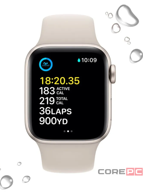 Apple Watch SE Gen 2 40mm Starlight Aluminum Case with Starlight Sport Band (S/M)