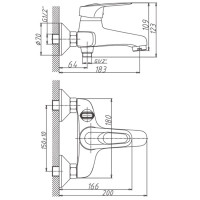 Смеситель для ванны Haiba HB3204, рычажное управление, цвет хром