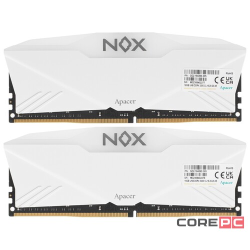 Оперативная память 32 Gb 3200 MHz Apacer NOX RGB White (AH4U32G32C28YNWAA-2)