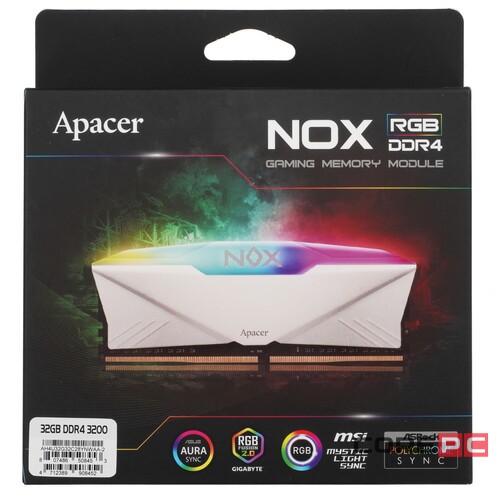 Оперативная память 32 Gb 3200 MHz Apacer NOX RGB White (AH4U32G32C28YNWAA-2)