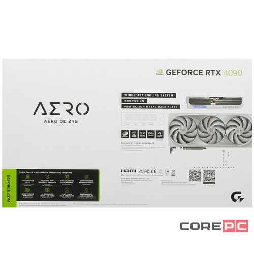Видеокарта Gigabyte (GV-N4090AERO OC-24GD) GeForce RTX 4090 24GB AERO OC