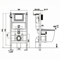 Система инсталляции WAVE В-500/005П/W-500/005Pn compact универс, под кн спереди/сверху, ПНЕВМ, 500мм