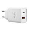 Сетевое зарядное устройство WIWU Quick 20W USB/Type-C + USB/Type-C 1m (Wi-U002) (белый)