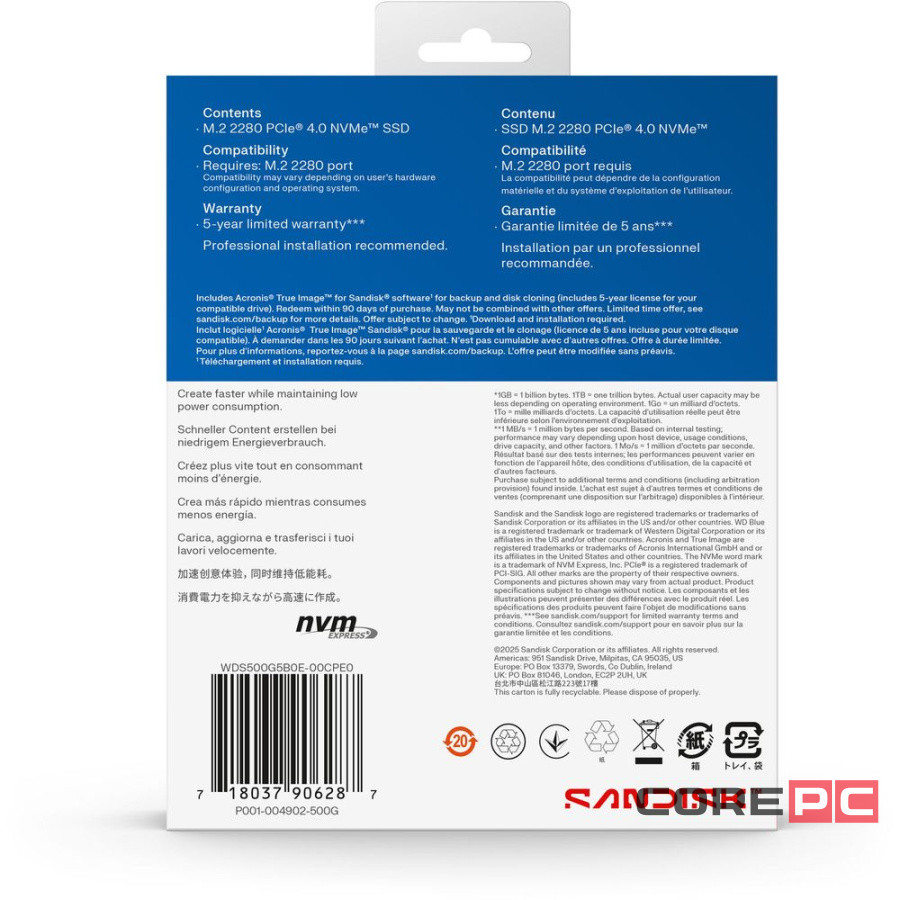 Твердотельный накопитель Western Digital 500 Gb SN510 Blue (WDS500G5B0E)