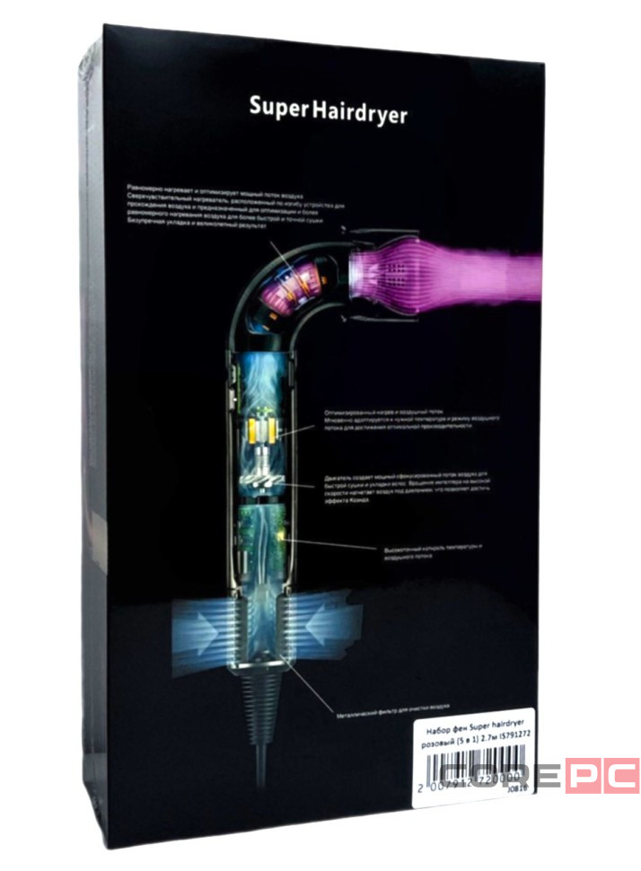 Фен для волос Hair Dryer X11 Pro EU (4 насадок) розовый