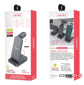Беспроводное зарядное устройство 3в1 Ven-Dens WLC015 черное