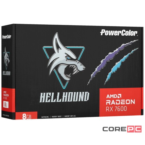Видеокарта PowerColor (RX7600 8G-L/OC) Radeon RX 7600 8GB Hellhound OC
