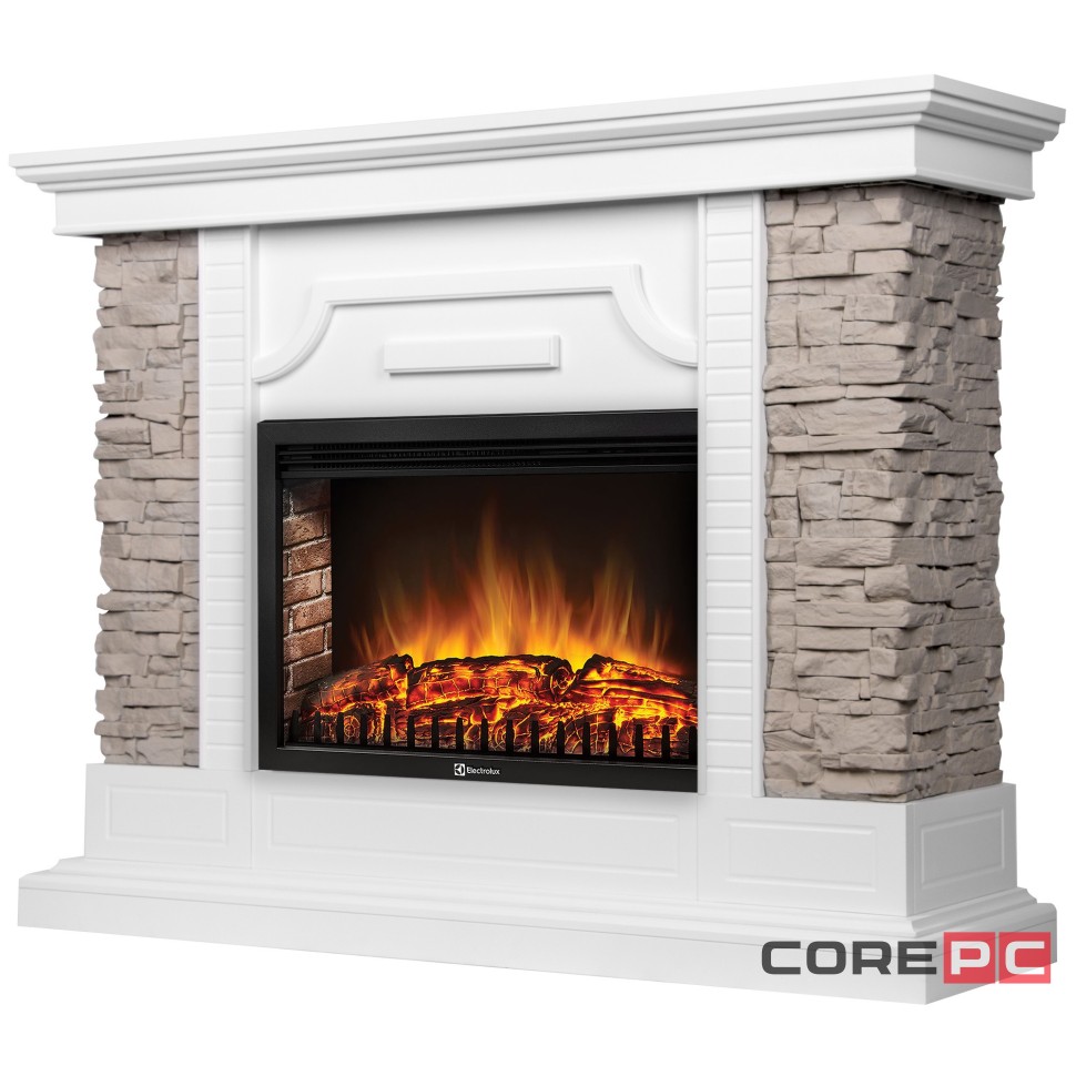 Каминокомплект: Очаг Electrolux EFP/P-2520LS N, портал Florida 25 белый, серый